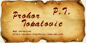 Prohor Topalović vizit kartica